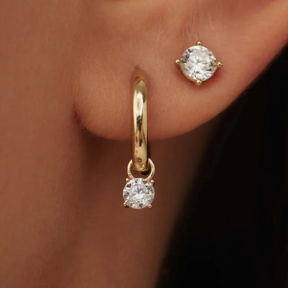 Larmes de Lune Aretes de Argolla con Piedra | Oro