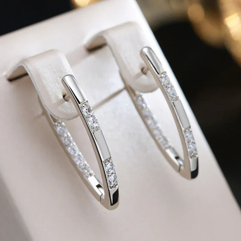 Aretes de Zirconia Exquisitos | Oro Blanco