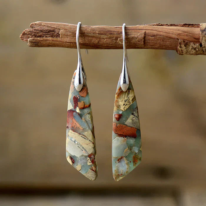 Aretes de Piedra Natural Antiguos | Oro