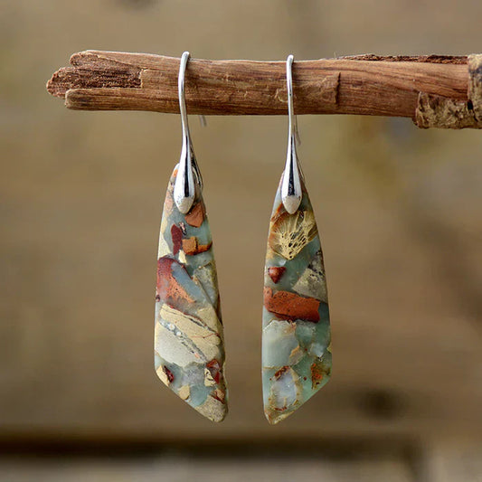 Aretes de Piedra Natural Antiguos | Oro