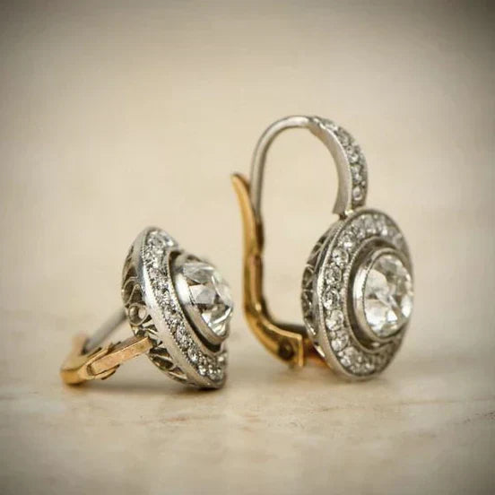 Aretes de Plata con Zirconia Estilo Vintage | Oro Mixto