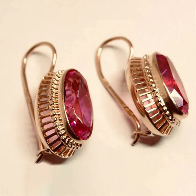 Aretes de Piedra Negra Estilo Vintage | Oro