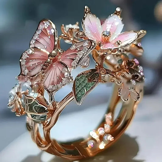 Anillo de Zirconia Mariposa Brillante Natural | Oro