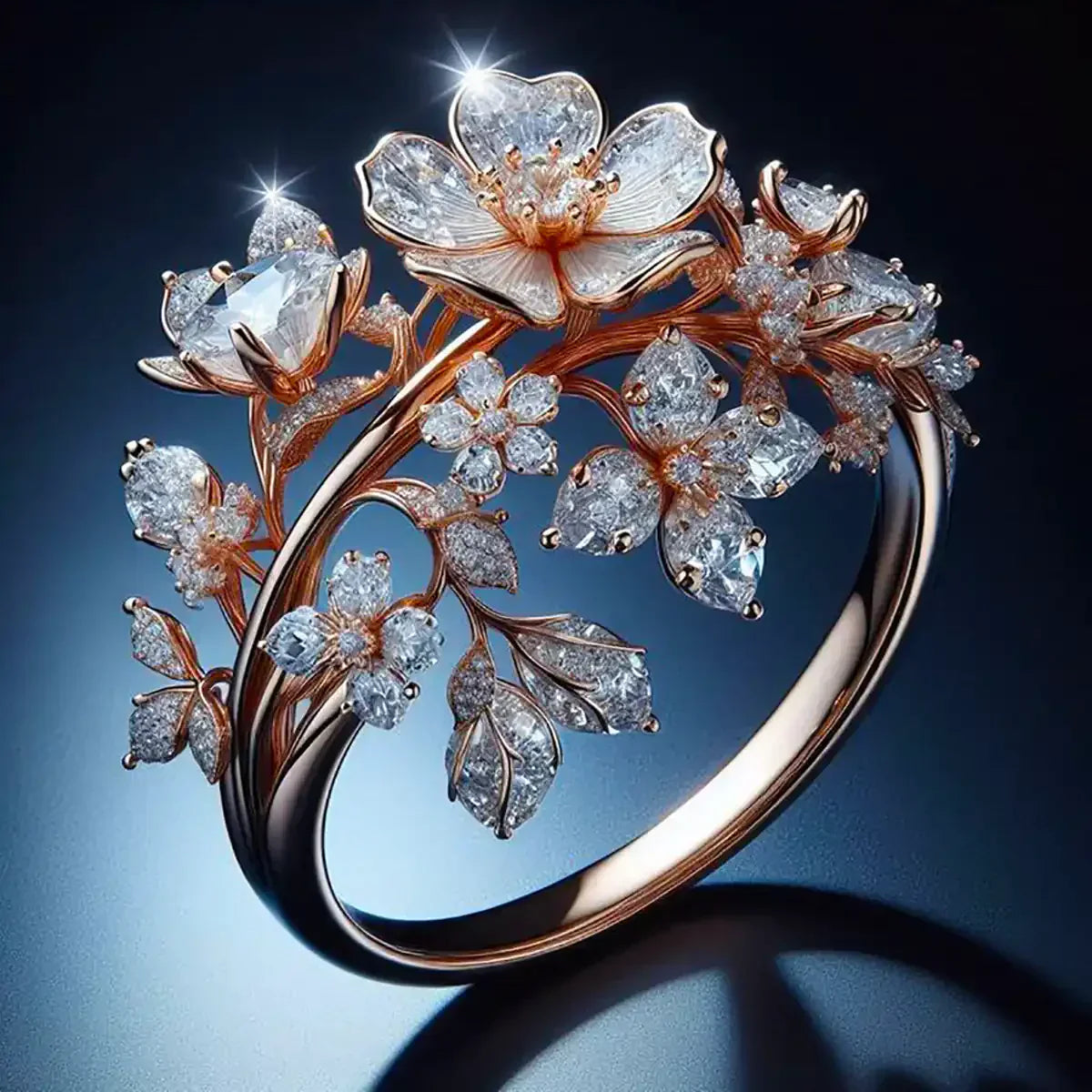 Anillo Floración Radiante Brillante | Oro Rosa