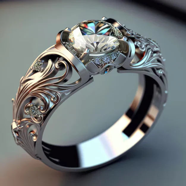Anillo de Cristal Exquisito | Oro Blanco