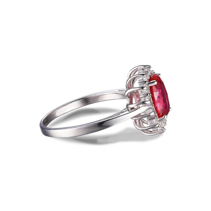 Anillo Clásico de Rubí Halo | Oro Blanco