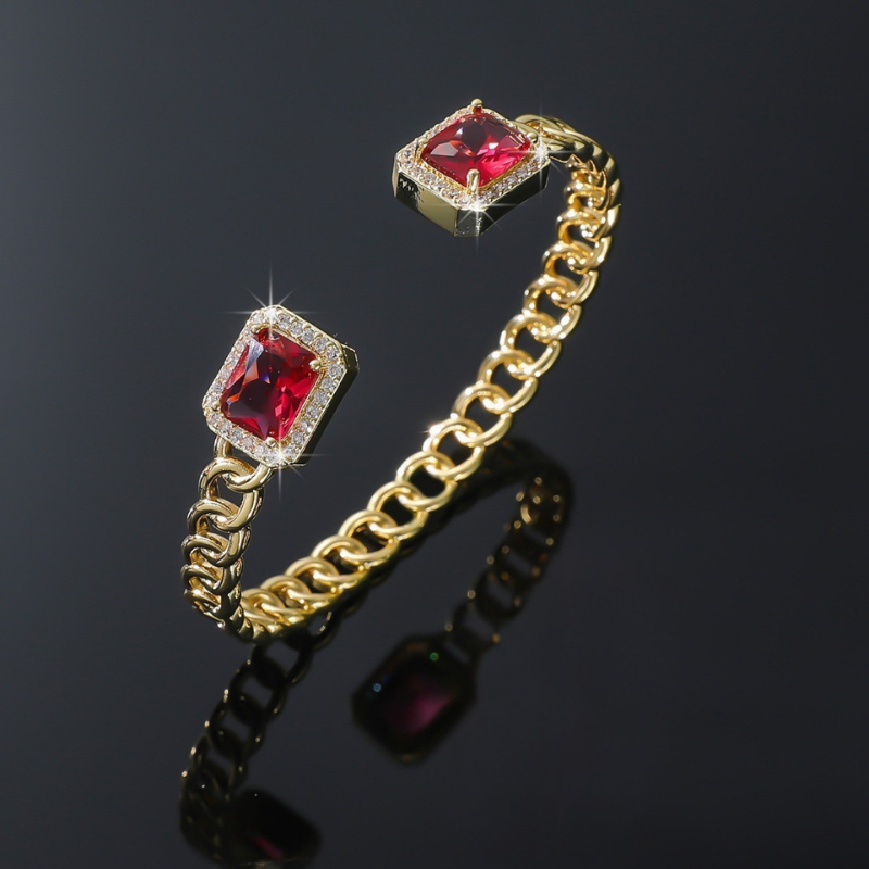 Veloria Pulsera Abierta de Rubí | Oro