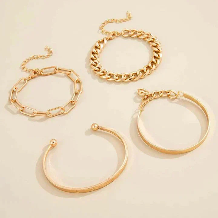 Elan Mercer Set de Pulseras | Oro Blanco