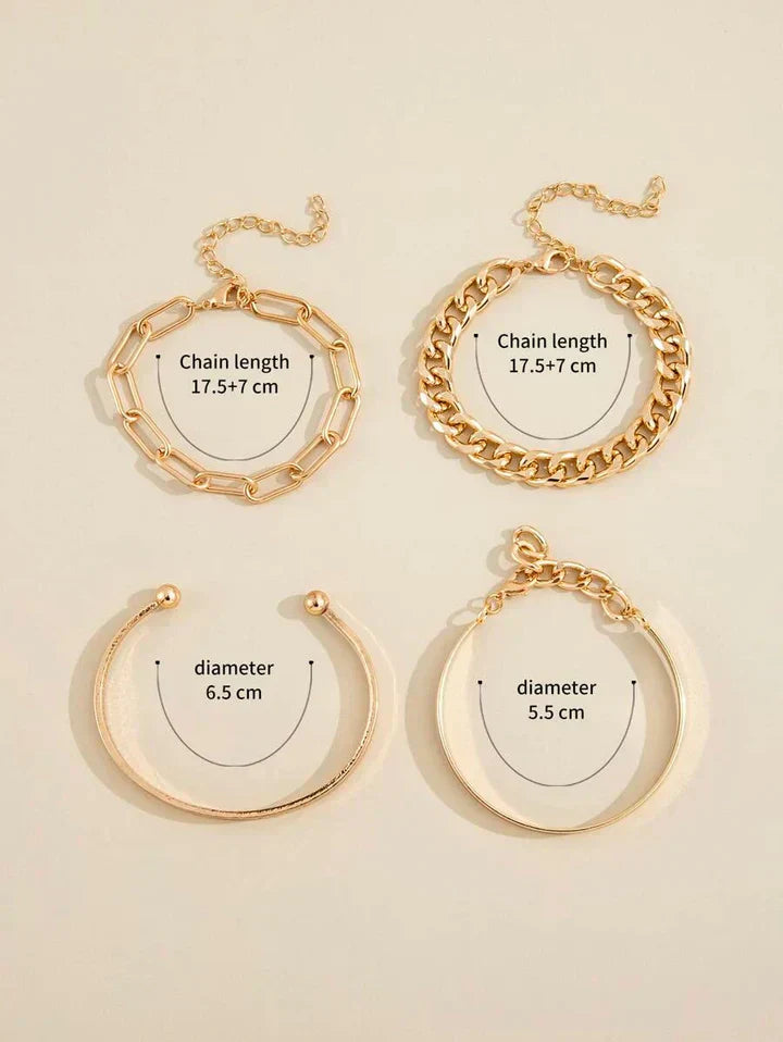 Elan Mercer Set de Pulseras | Oro Blanco