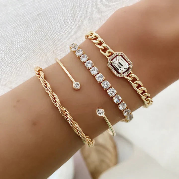 Domitia Calvina Set de Pulseras | Oro Blanco