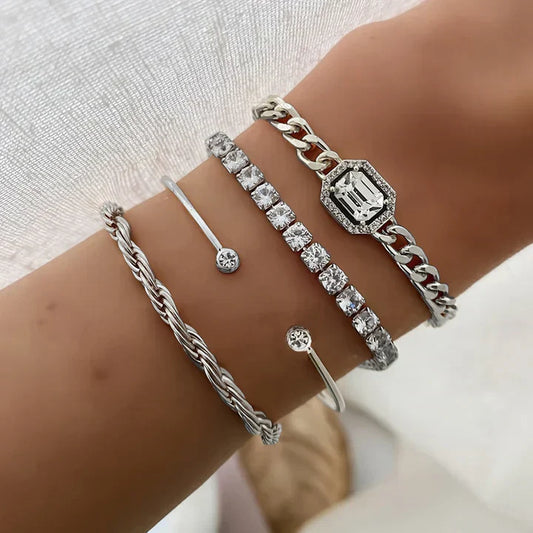 Domitia Calvina Set de Pulseras | Oro Blanco